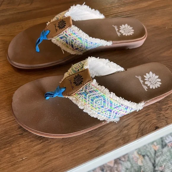 Yellow Box Woven Blue and Tan Sandals - Picture 2 of 3
